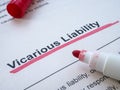The inscription Vicarious liability underlined with a marker. Royalty Free Stock Photo