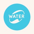 The inscription is WATER in capital letters of the Latin alphabet. Modern drinking water emblem.
