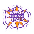 Inscription WEEKLY EXCLUSIVE DEALS, illustration