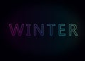 The inscription `Winter`. Color inscription on a black background. Neon glow.