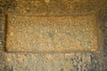 Inscriptions of a Cave 12 with rock-cut at Bhaja Caves, Ancient Buddhist built in 2nd century BC, during the Hinayana phase of