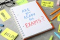 Inscriptions Are you ready for exams? and Help on grey background Royalty Free Stock Photo