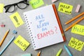 Inscriptions Are you ready for exams? and Help on grey background Royalty Free Stock Photo