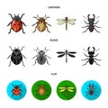 Insect, bug, beetle, paw .Insects set collection icons in cartoon,black,flat style vector symbol stock illustration web. Royalty Free Stock Photo