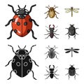 Insect, bug, beetle, paw .Insects set collection icons in cartoon,black style vector symbol stock illustration web. Royalty Free Stock Photo