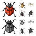 Insect, bug, beetle, paw .Insects set collection icons in cartoon,monochrome style vector symbol stock illustration web. Royalty Free Stock Photo