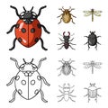 Insect, bug, beetle, paw .Insects set collection icons in cartoon,outline style symbol stock illustration web. Royalty Free Stock Photo