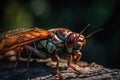 Insect cicada close-up in nature, illustration Royalty Free Stock Photo