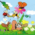 Insect, cute banner for children
