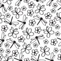 Insect doodle seamless pattern. Vector