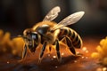 Insect Elegance Realistic depiction of honey bees collecting pollen up close