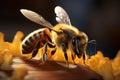 Insect Elegance Realistic depiction of honey bees collecting pollen up close