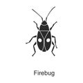 Insect firefly vector icon.Black vector icon isolated on white background insect firefly .