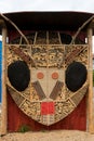 Insect hotel for bees and other insects. Shape of a bee constructed by Eins + Alles after idee from artist Hansjorg Palm, Germany