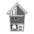 Insect hotel sketch vector illustration