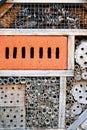 insect hotel. wooden insect house hanging from tree Royalty Free Stock Photo