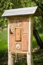 Insect hotel - wooden house made for bugs and solitary insect bees, wasps,...