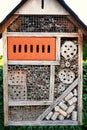 insect hotel. wooden insect house hanging from tree Royalty Free Stock Photo