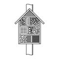 Insect house line style illustration. Bugs and bees hotel symbol.