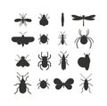 Insect icon black silhouette flat set isolated on white background. Royalty Free Stock Photo