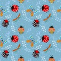 Insect lady bug butterfly seamless pattern background Royalty Free Stock Photo