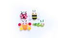 Insect made of felt. Butterfly bee and ladybug toy for baby