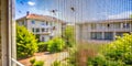 Insect net on window - Protection against mosquito in house Royalty Free Stock Photo