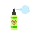 Insect repellent lotion with spray steam and anti mosquito sign isolated on white background. Vector cartoon Royalty Free Stock Photo