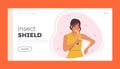 Insect Shield Landing Page Template. Woman Sprays Mosquito Repellent To Ward Off Insects, Keeping Them Safe From Bites