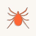 Thin line style icon of tick parasite.