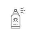 Insect spray, bug disinfection line icon.