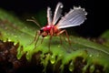 insect struggling to escape venus flytraps grip