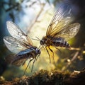 Ai Generated illustration Wildlife Concept of Insect wings of fly