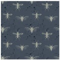 Insect world vintage worn out seamless pattern Royalty Free Stock Photo