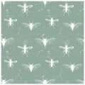 Insect world vintage worn out seamless pattern Royalty Free Stock Photo