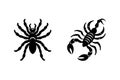 Insects Arachnids animal silhouette vector bundle set Royalty Free Stock Photo