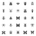 Insects and bugs vector icons set