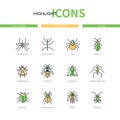 Insects collection - modern line design style icons set