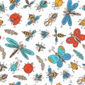 Insects doodle pattern