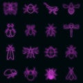 Insects icons set vector neon Royalty Free Stock Photo