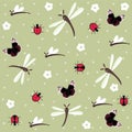 Insects seamless floral pattern Royalty Free Stock Photo