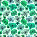 Insects seamless pattern Background in green colors. Summer textile print design. Childish pattern for fabric Royalty Free Stock Photo