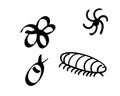 insects set icon hand drawing doodle illustration illustration. fauna nature element. drawing butterfly, caterpillar Royalty Free Stock Photo