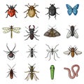 Insects set icons in cartoon style. Big collection of insects vector symbol stock illustration Royalty Free Stock Photo