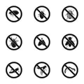 Insects sign icons set, simple style