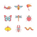 Insects thin line icons set Royalty Free Stock Photo