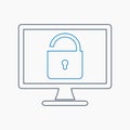 Insecure computer protection icon. Royalty Free Stock Photo