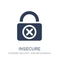 Insecure icon. Trendy flat vector Insecure icon on white background from Internet Security and Networking collection