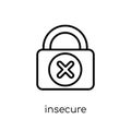 Insecure icon. Trendy modern flat linear vector Insecure icon on