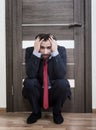 Insecure man waiting for a job interview Royalty Free Stock Photo